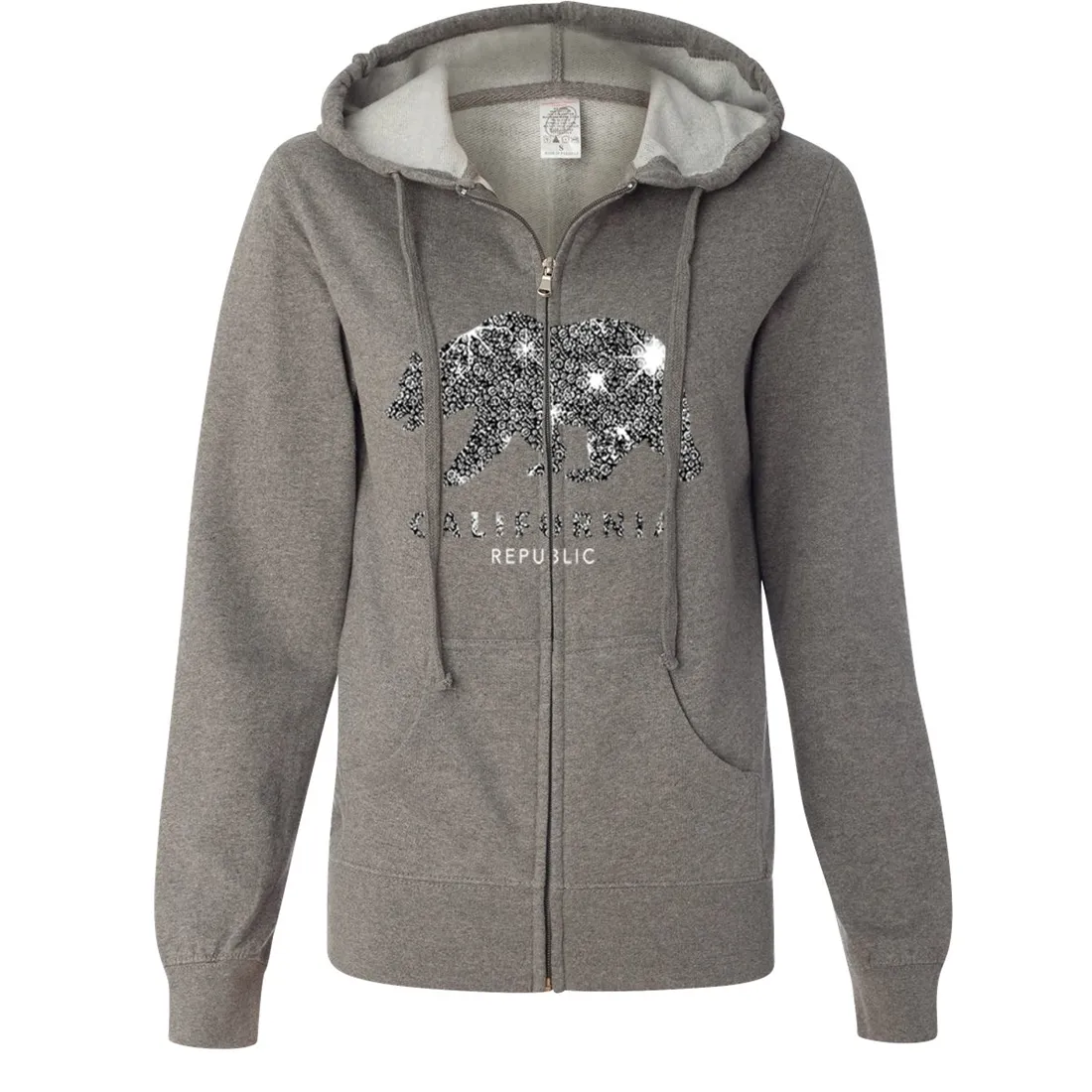 California Republic Sparkle Ladies Lightweight Fitted Zip-Up Hoodie